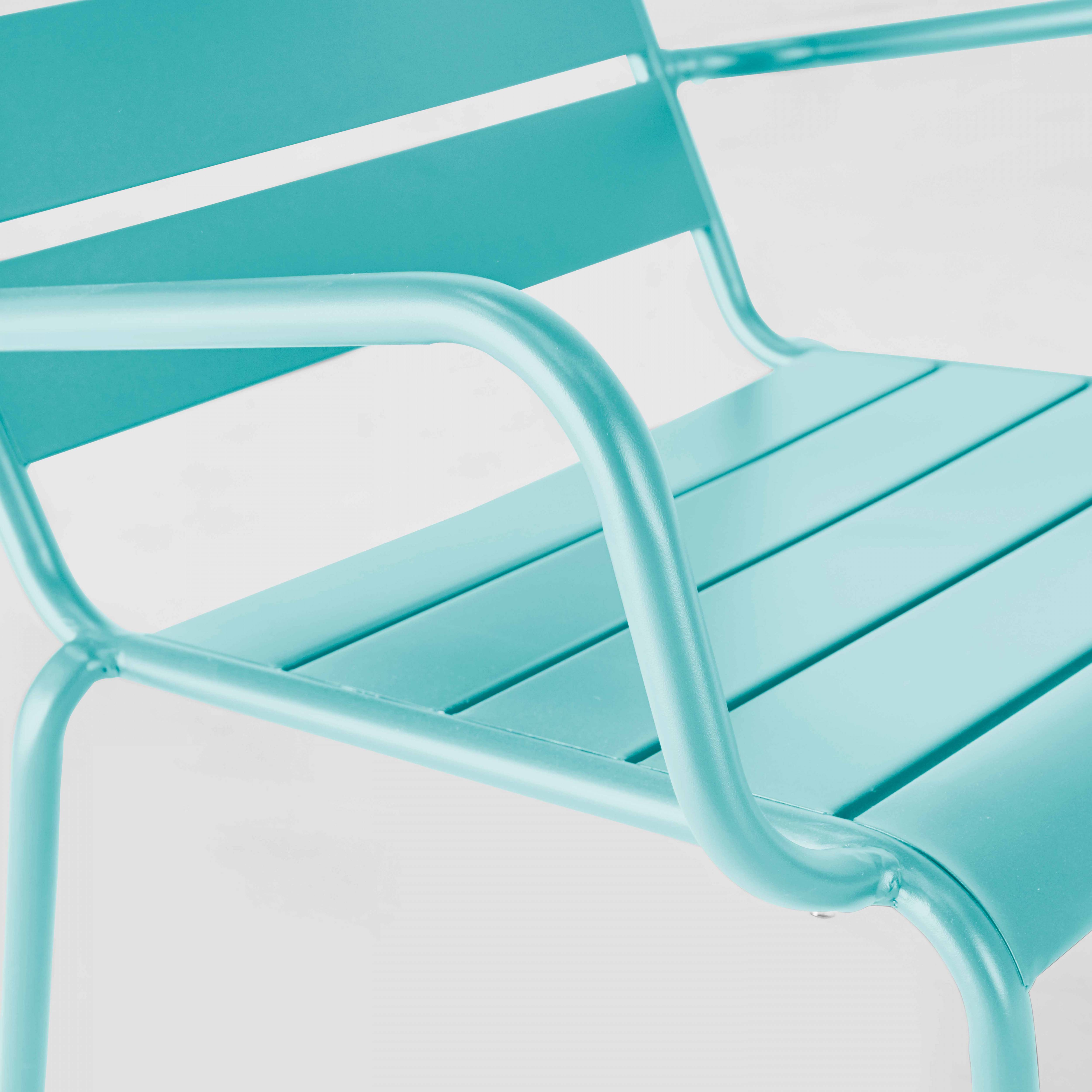 Oviala - Lot de 2 fauteuils relax avec repose-pieds en métal turquoise Palavas - Oviala - Imagen 5