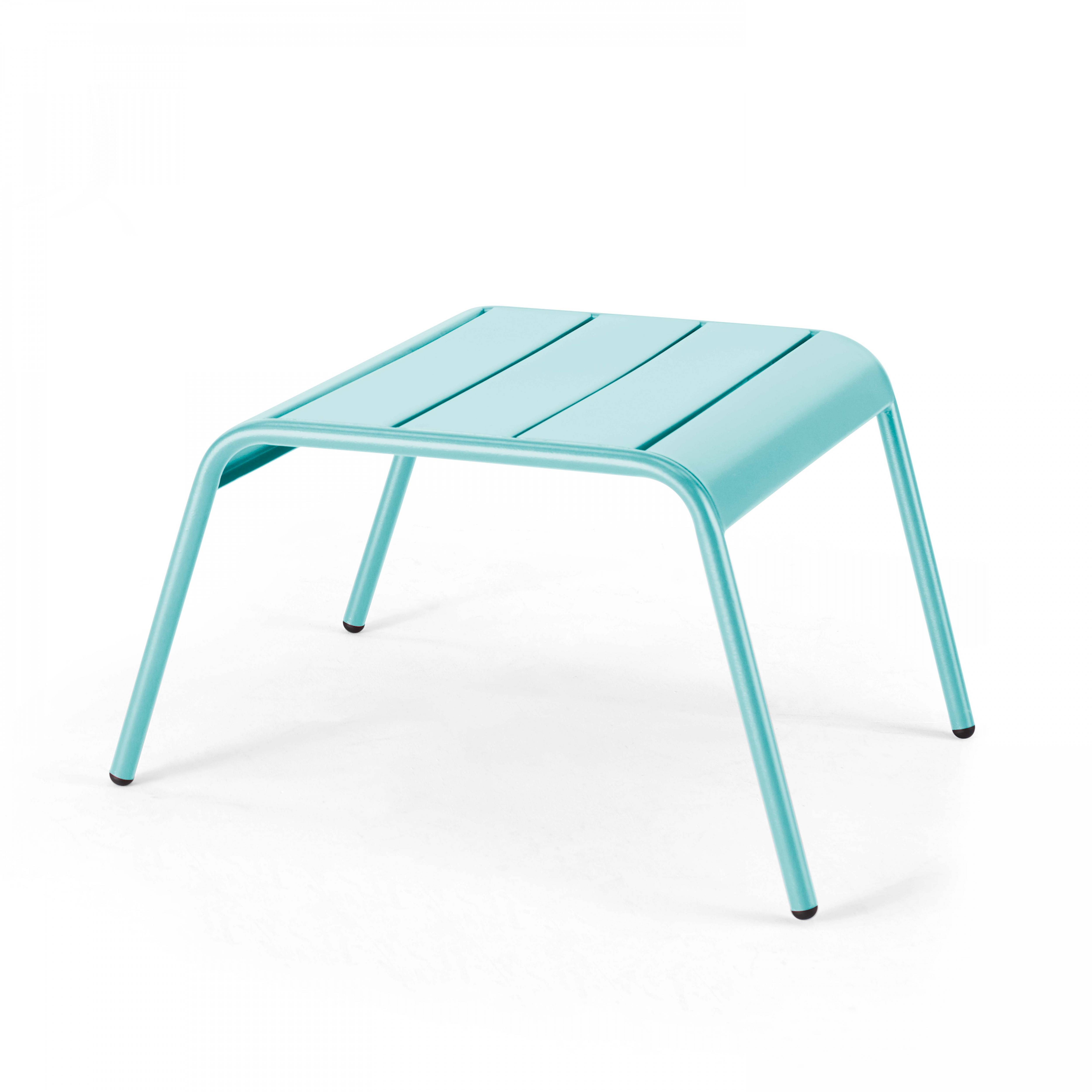 Oviala - Lot de 2 fauteuils relax avec repose-pieds en métal turquoise Palavas - Oviala - Imagen 4