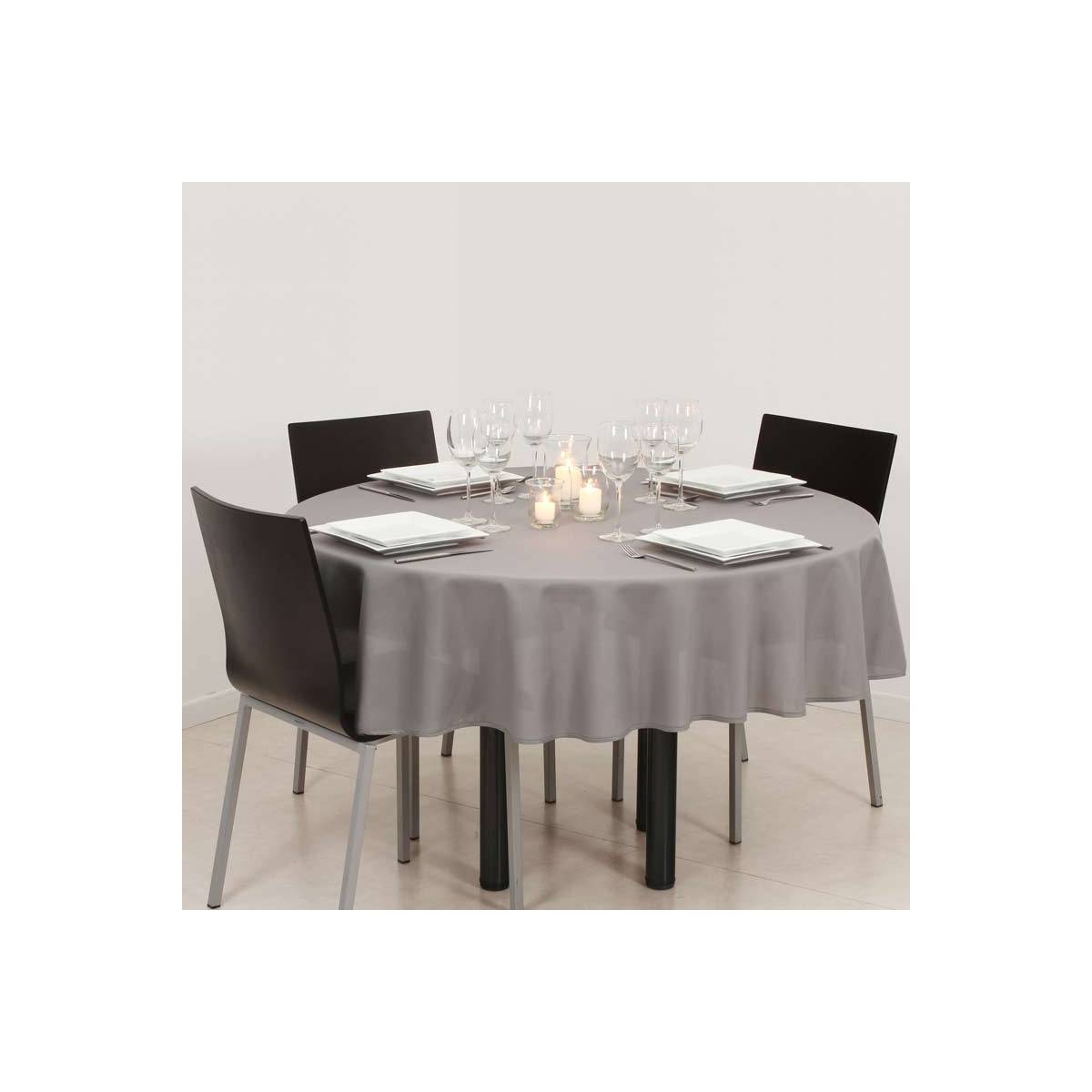 Nappe ronde anti-tache Gris D 180 cm - Imagen 5