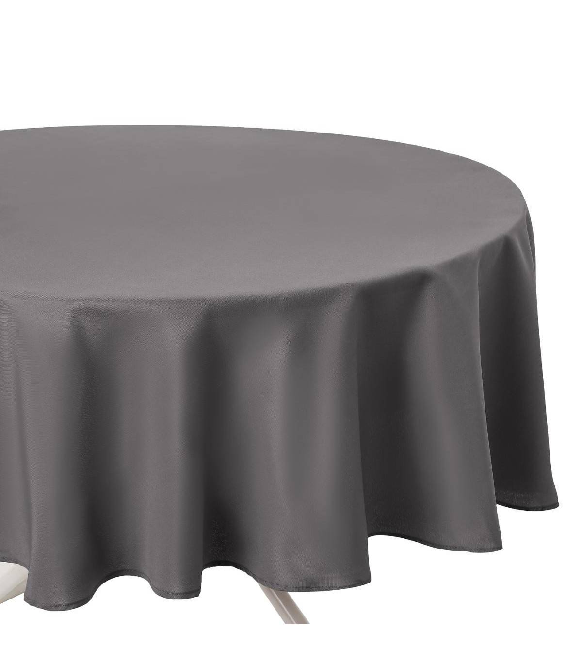 Nappe ronde anti-tache Gris D 180 cm - Imagen 1