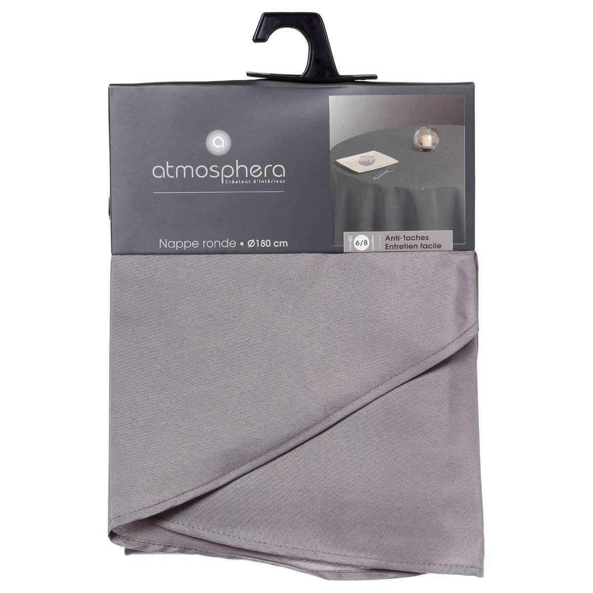Nappe ronde anti-tache Gris D 180 cm - Imagen 4