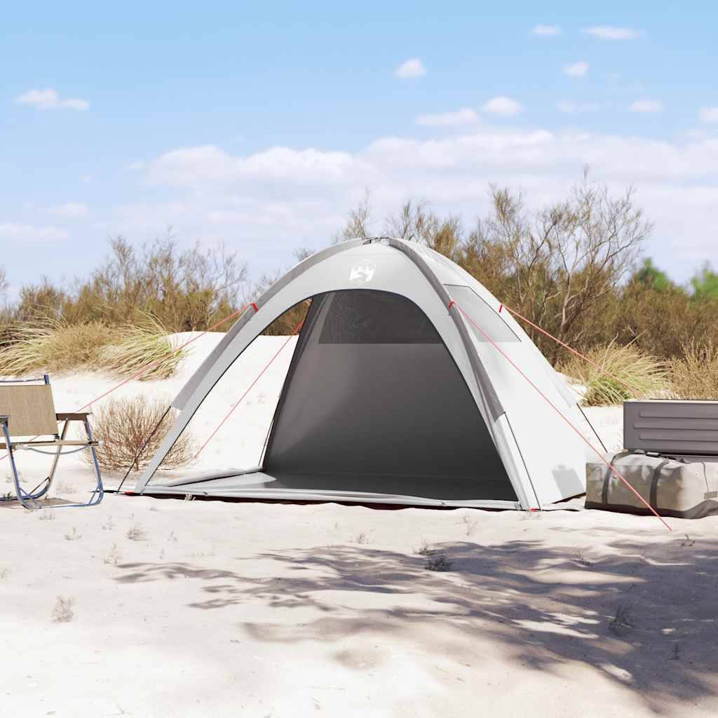 Abri de Soleil pour Plage Polyester Portable Tente avec Tapis de Sol Intégré Gris – ComfortXL Outdoor Living - Image 3