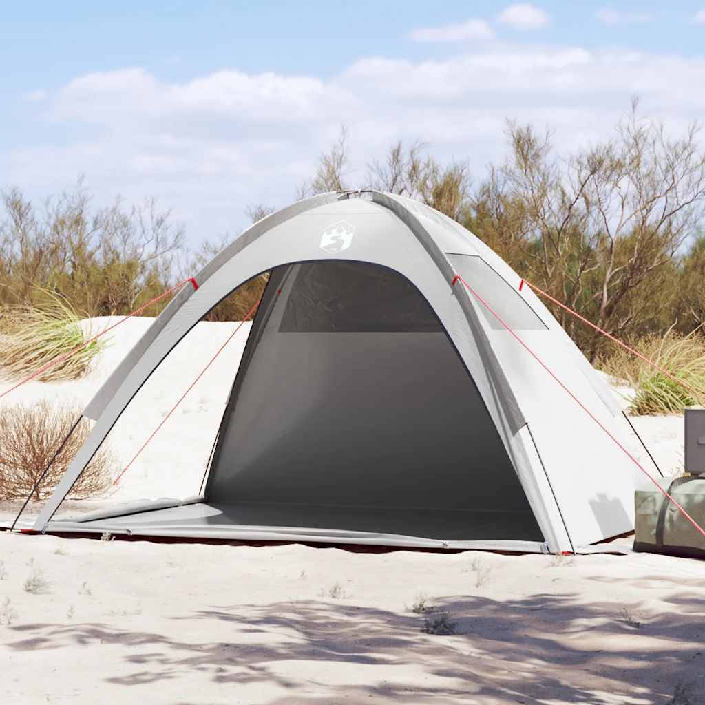Abri de Soleil pour Plage Polyester Portable Tente avec Tapis de Sol Intégré Gris – ComfortXL Outdoor Living - Image 1