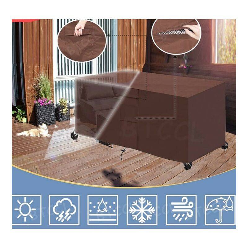 IntiMeg - Housse Salon De Jardin Rectangulaire, Patio Housse De Meuble Oxford Carré Vent ÉTanche PoussièRe, pour Table Chaise Meubles-Brown210x110x70cm IntiMeg - Image 4