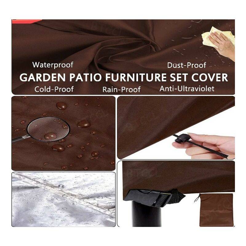 IntiMeg - Housse Salon De Jardin Rectangulaire, Patio Housse De Meuble Oxford Carré Vent ÉTanche PoussièRe, pour Table Chaise Meubles-Brown210x110x70cm IntiMeg - Image 2