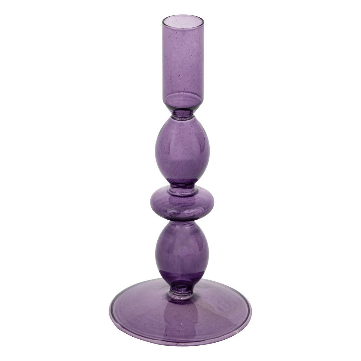 Atmosphera - Bougeoir Chandelier en Verre Violet H 19 cm - Imagen 1