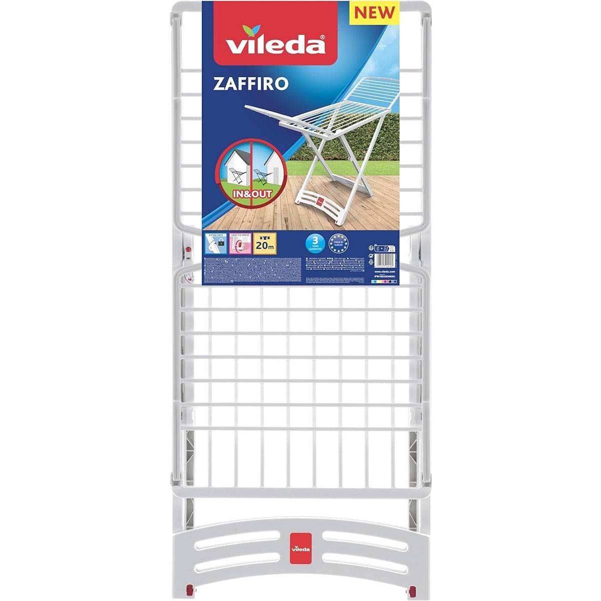 Séchoir à Linge Etendage pliable 20 m avec ailes 182 x 55 x 88 cm Fil anti-plis Roulette VILEDA - Imagen 2