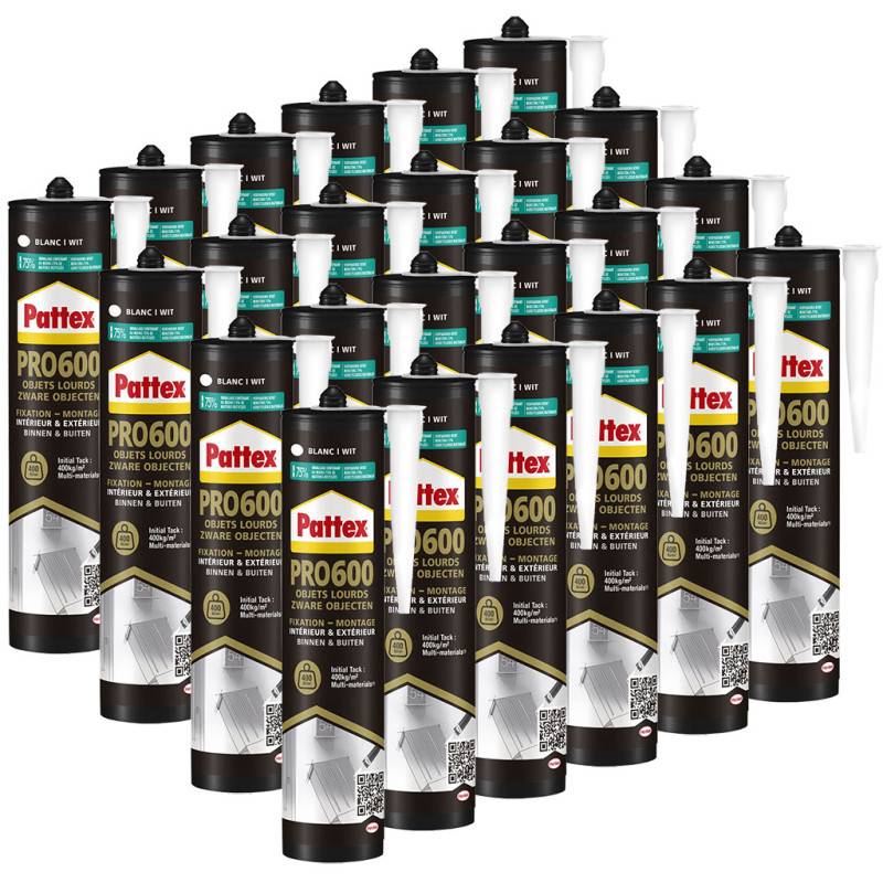 Pattex - PATTEX Pack de 24 Colles de Fixation PRO600 Objets Lourds Blanc 460g - Image 1