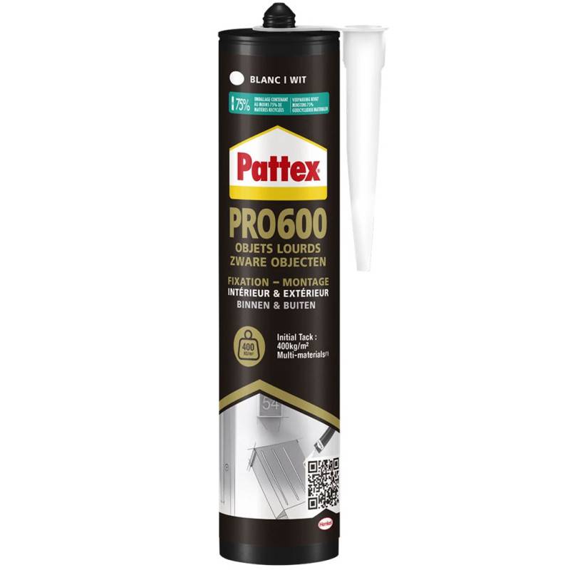 Pattex - PATTEX Pack de 24 Colles de Fixation PRO600 Objets Lourds Blanc 460g - Image 2