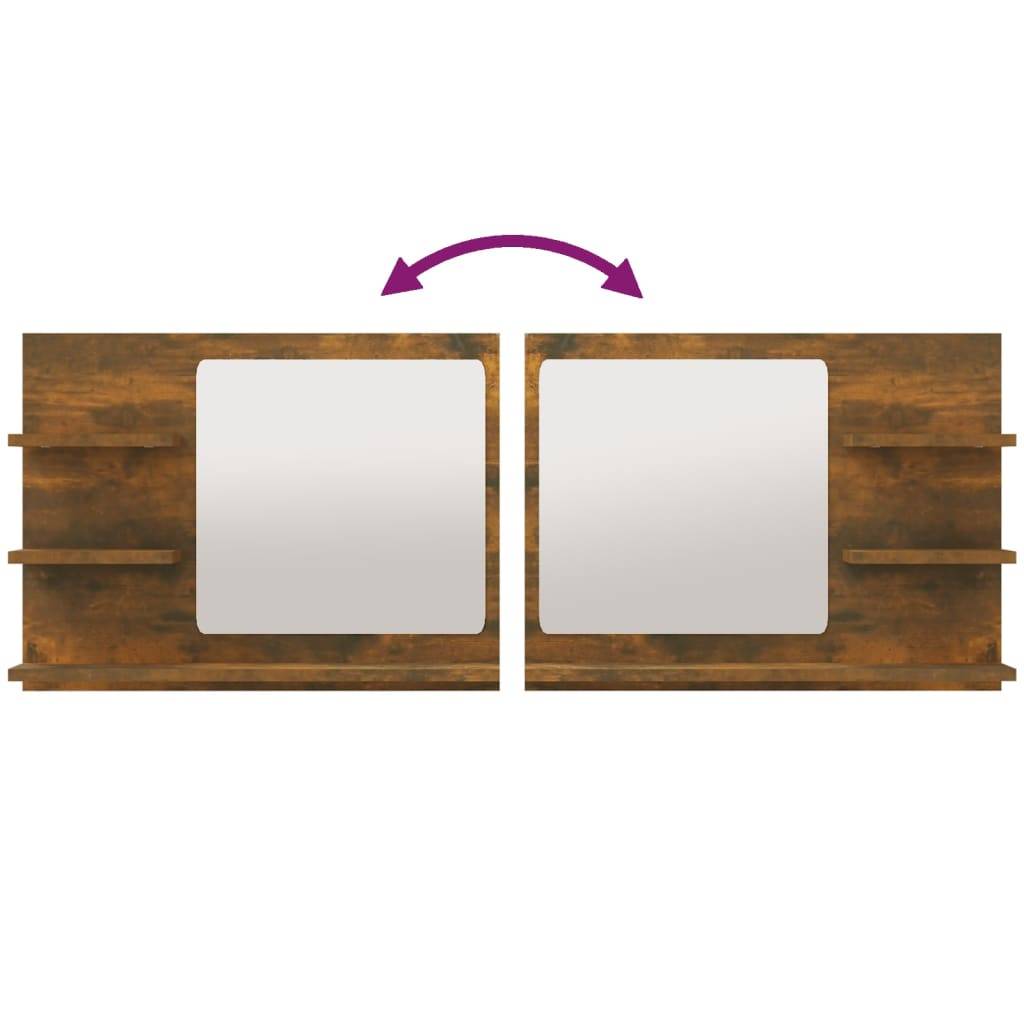 Helloshop26 - Miroir de bain chêne fumé 60 x 10,5 x 45 cm bois d'ingénierie - Imagen 4