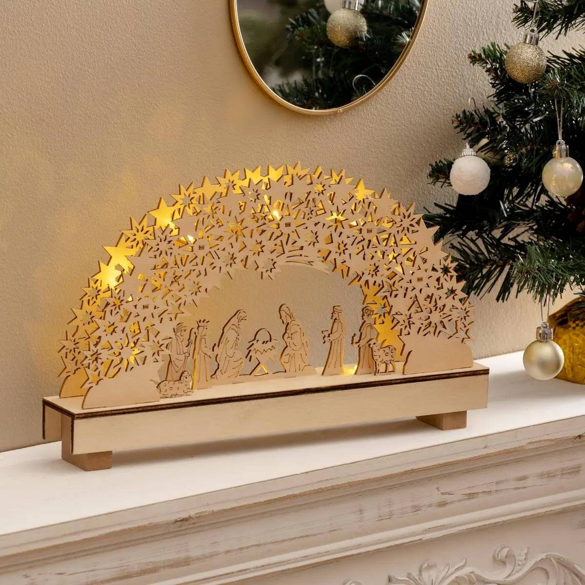 Fééric Lights & Christmas - Crèche 8 LED H.19cm avec 9 santons - Feeric Lights & Christmas - Imagen 3
