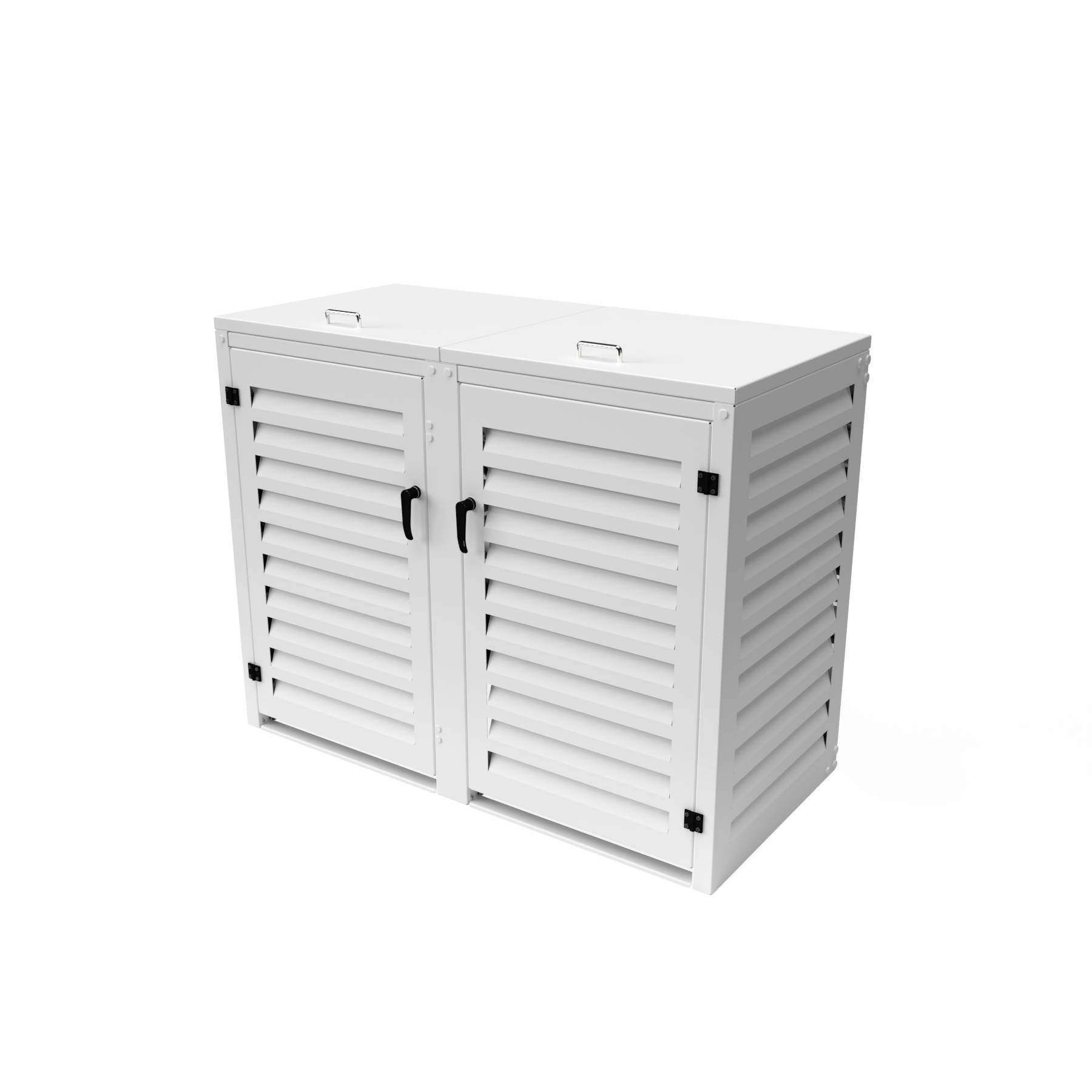 Cache Poubelle Extérieur Double en Aluminium thermolaqué - Abri pour 2 conteneurs 360 Litres – Blanc RAL 9010 - Image 1