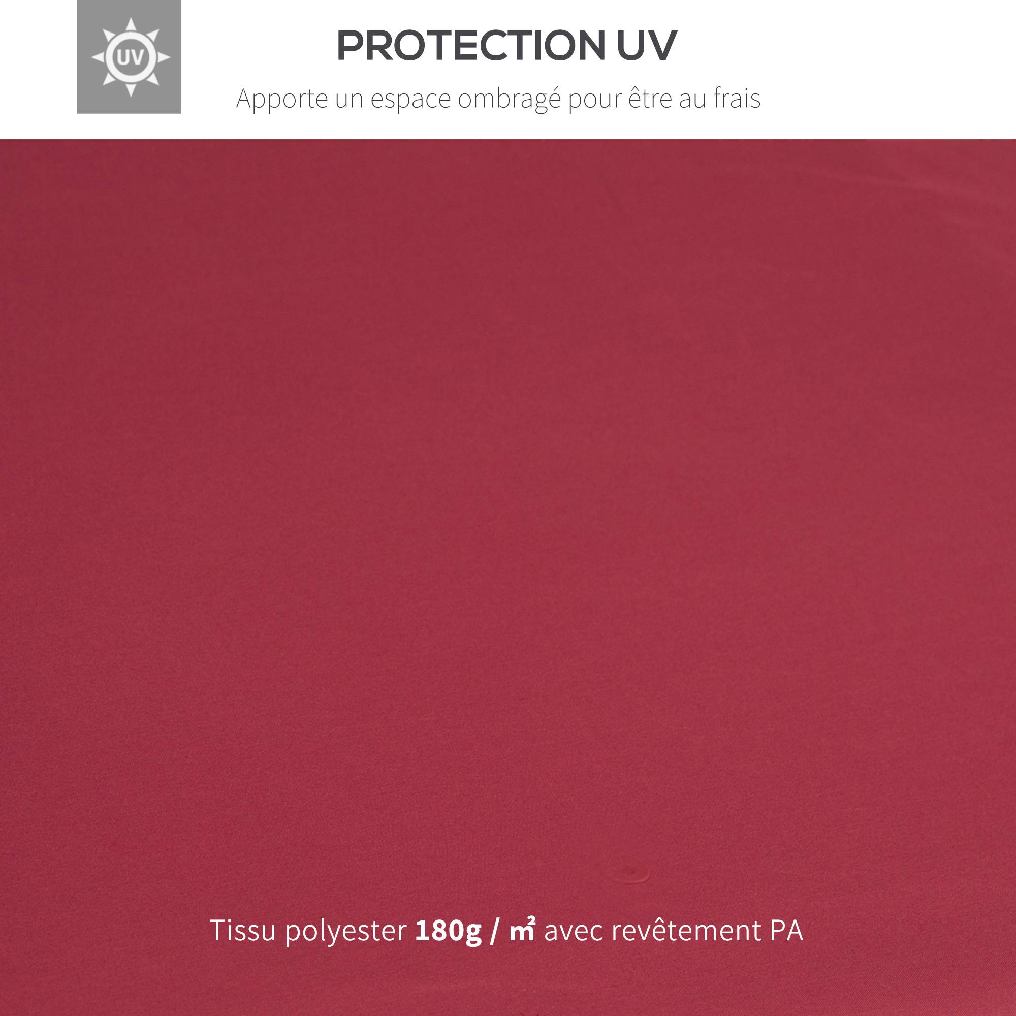 Outsunny - Toile de Rechange pour pavillon tonnelle 3x3m toile Rouge vineux - Outsunny - Imagen 5