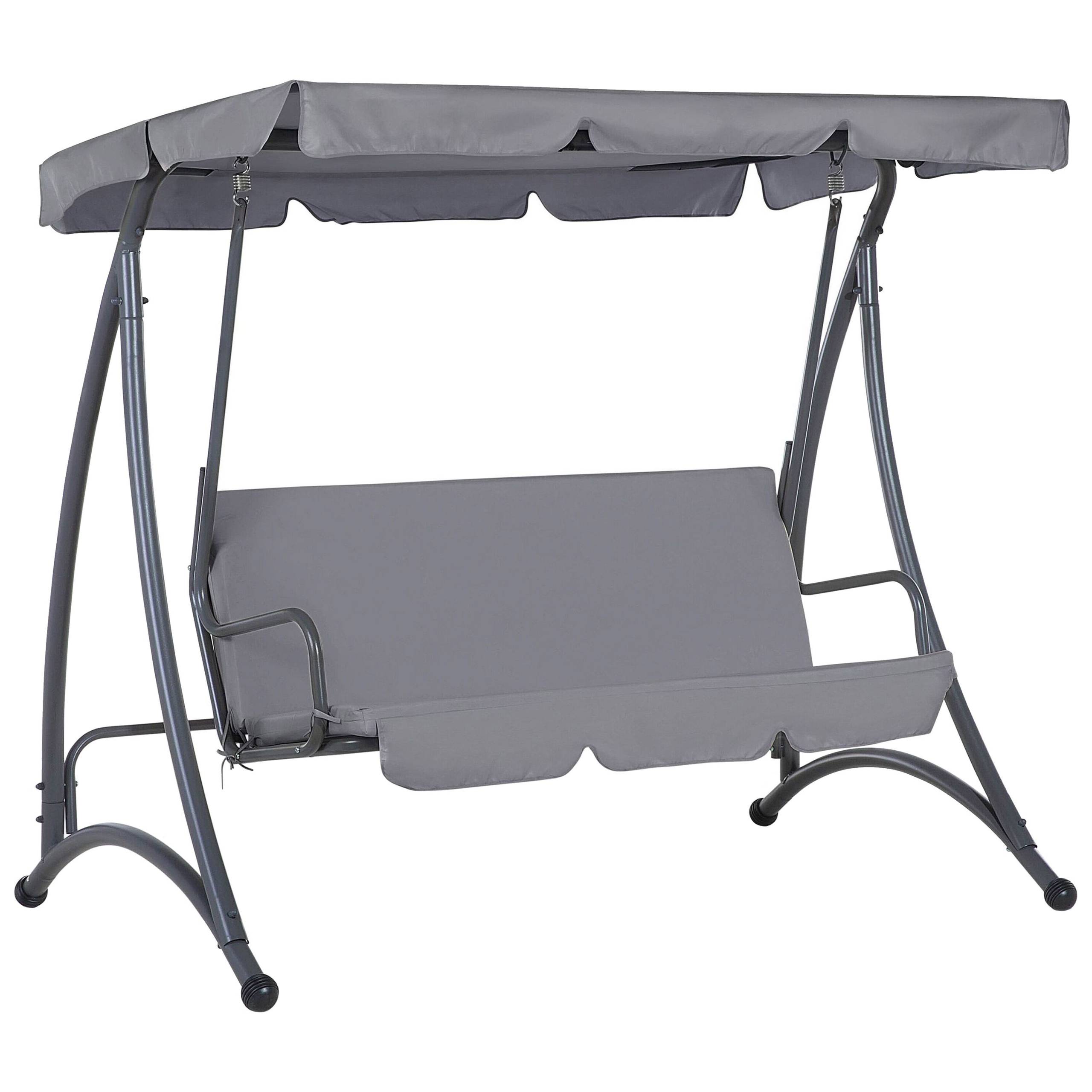 Beliani - Balancelle de Jardin ou Terrasse 3 Places en Acier et Tissu Gris Foncé avec Baldaquin Intégré pour Extérieur de Style Romantique et Campagne Beliani - Imagen 1