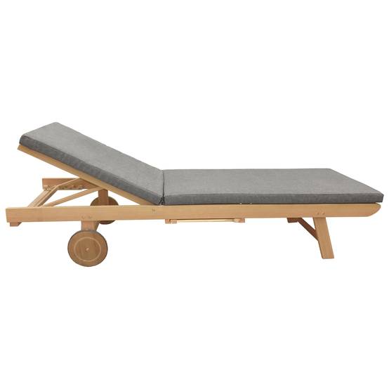 Bain de soleil pliant en acacia KANAWA - coussin gris - HAPPY GARDEN - Image 4