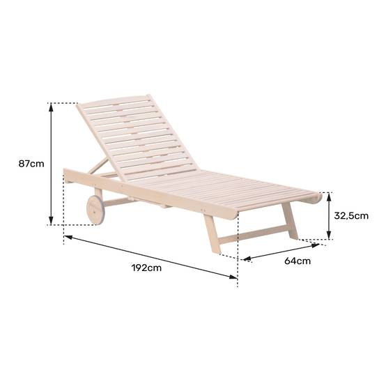 Bain de soleil pliant en acacia KANAWA - coussin gris - HAPPY GARDEN - Image 7