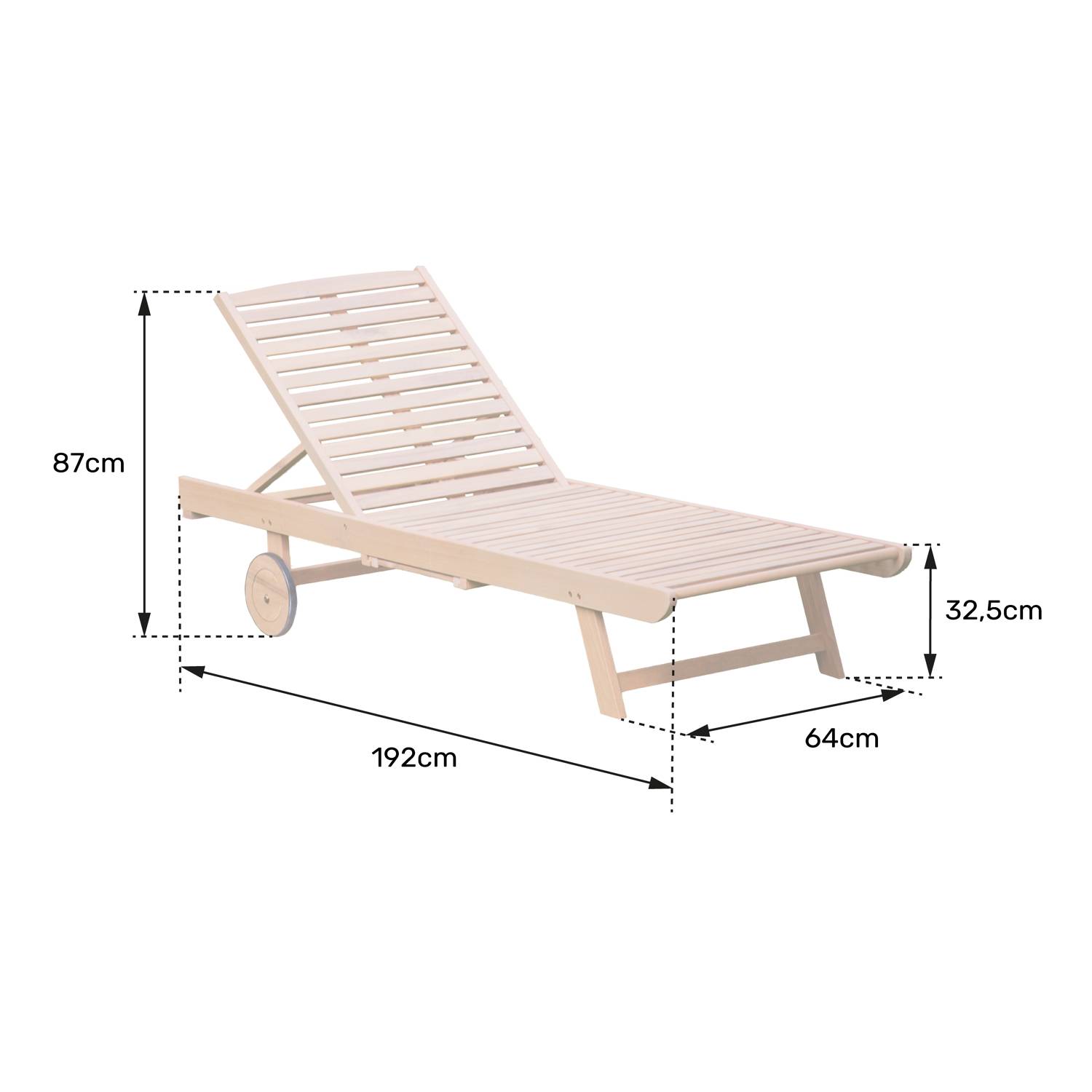Bain de soleil pliant en acacia KANAWA - coussin gris - HAPPY GARDEN - Image 7