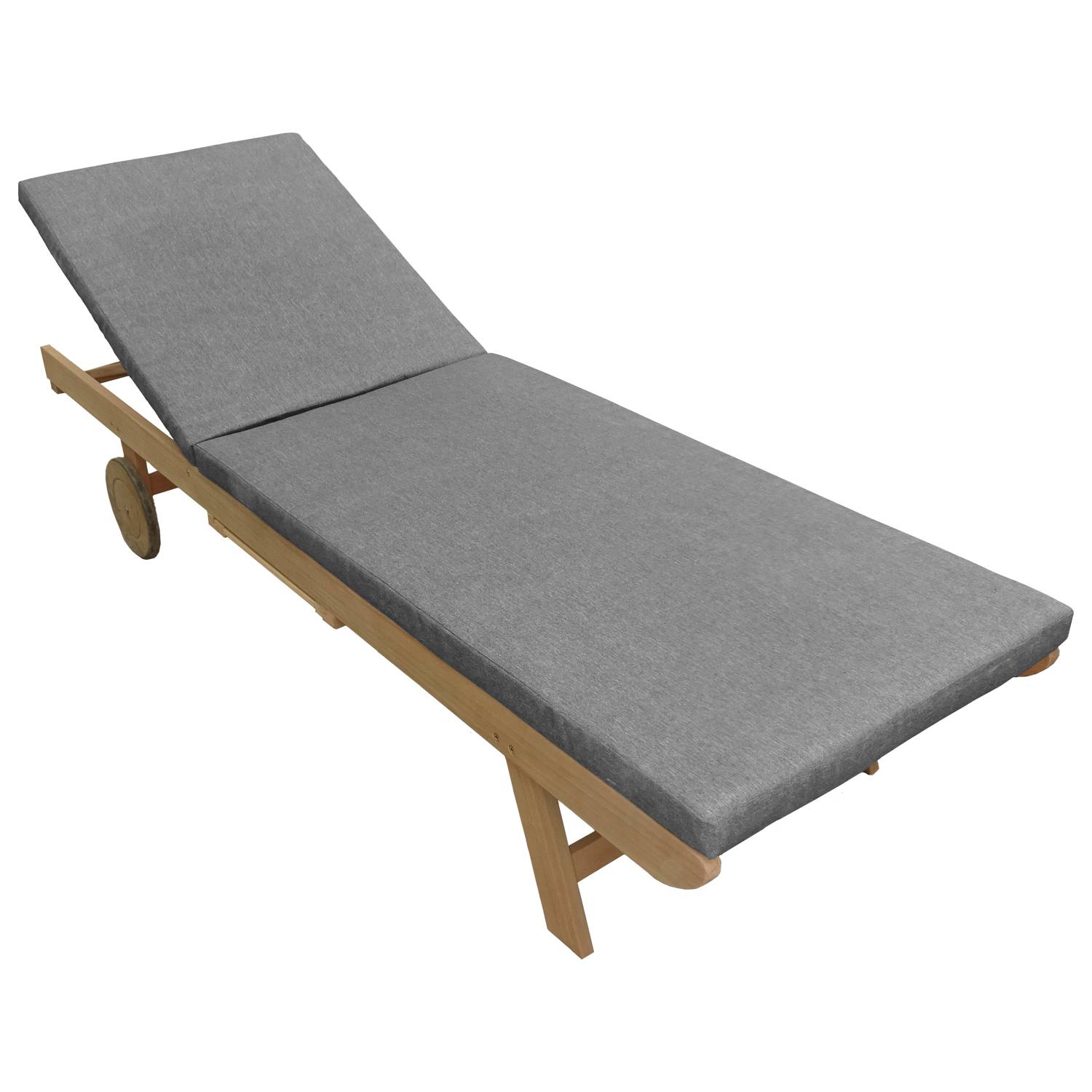 Bain de soleil pliant en acacia KANAWA - coussin gris - HAPPY GARDEN - Image 3