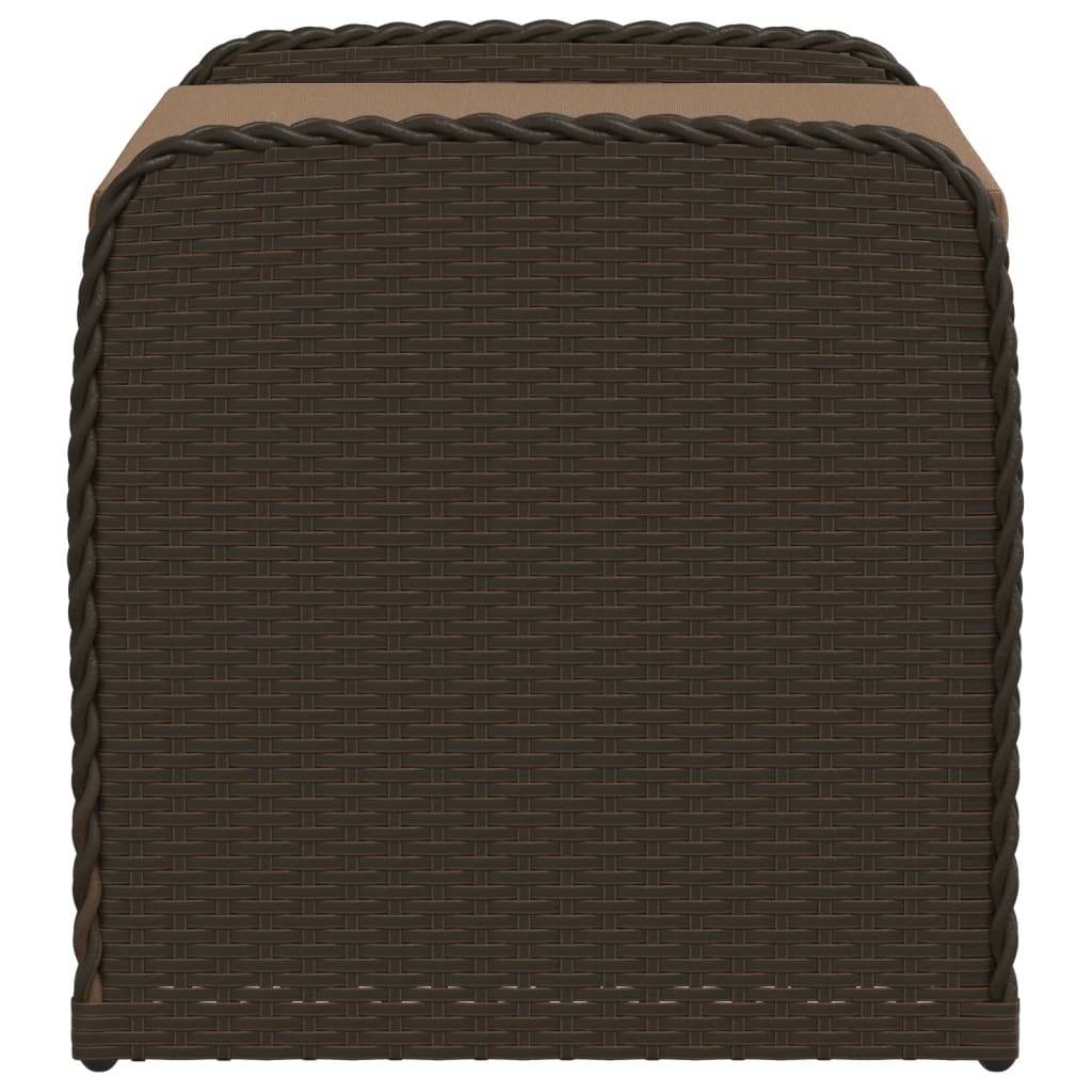 Banc de jardin | Banc de rangement et coussin marron 80x51x52 cm résine tressée Maison Chic - Image 5