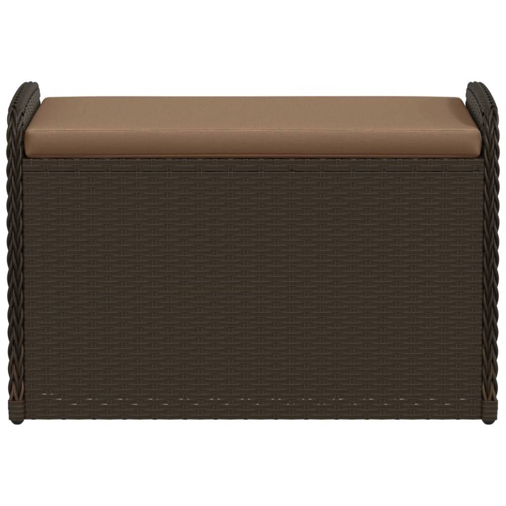 Banc de jardin | Banc de rangement et coussin marron 80x51x52 cm résine tressée Maison Chic - Image 4