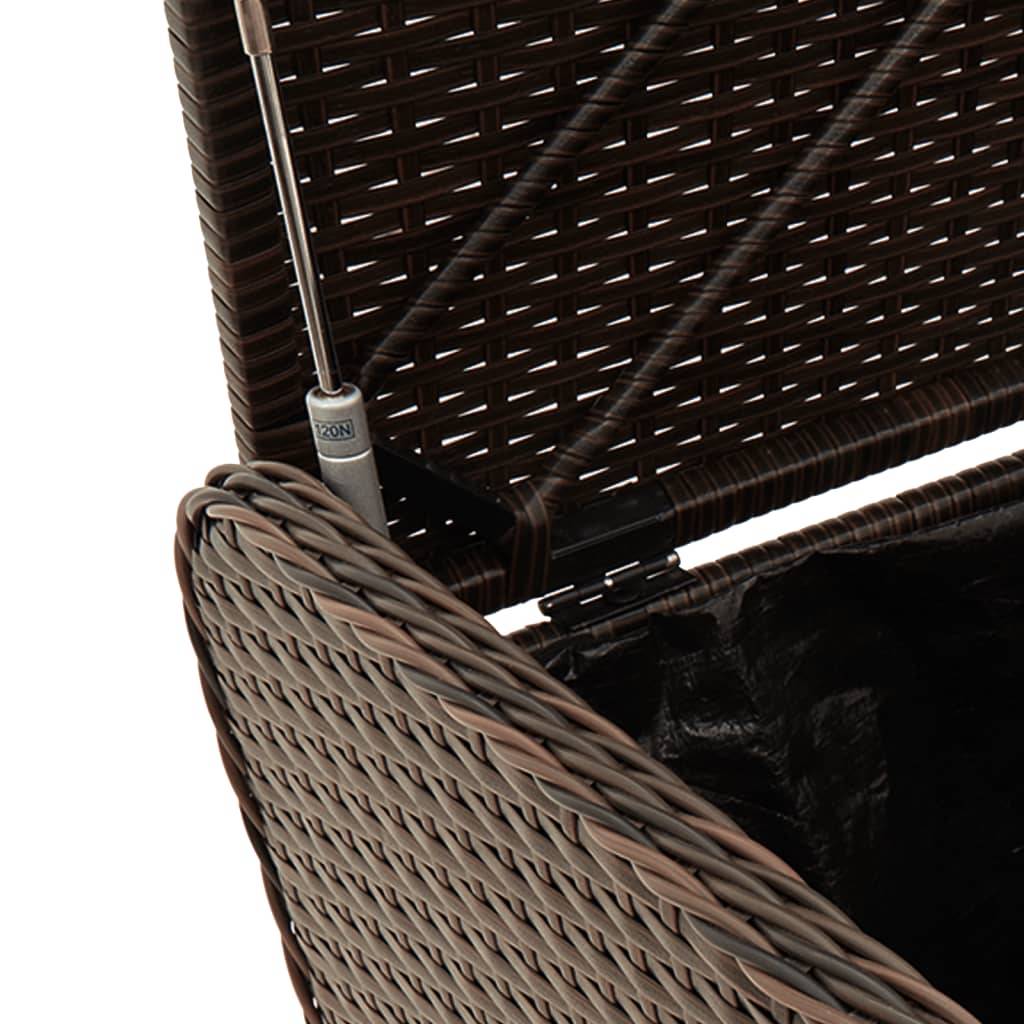 Banc de jardin | Banc de rangement et coussin marron 80x51x52 cm résine tressée Maison Chic - Image 8