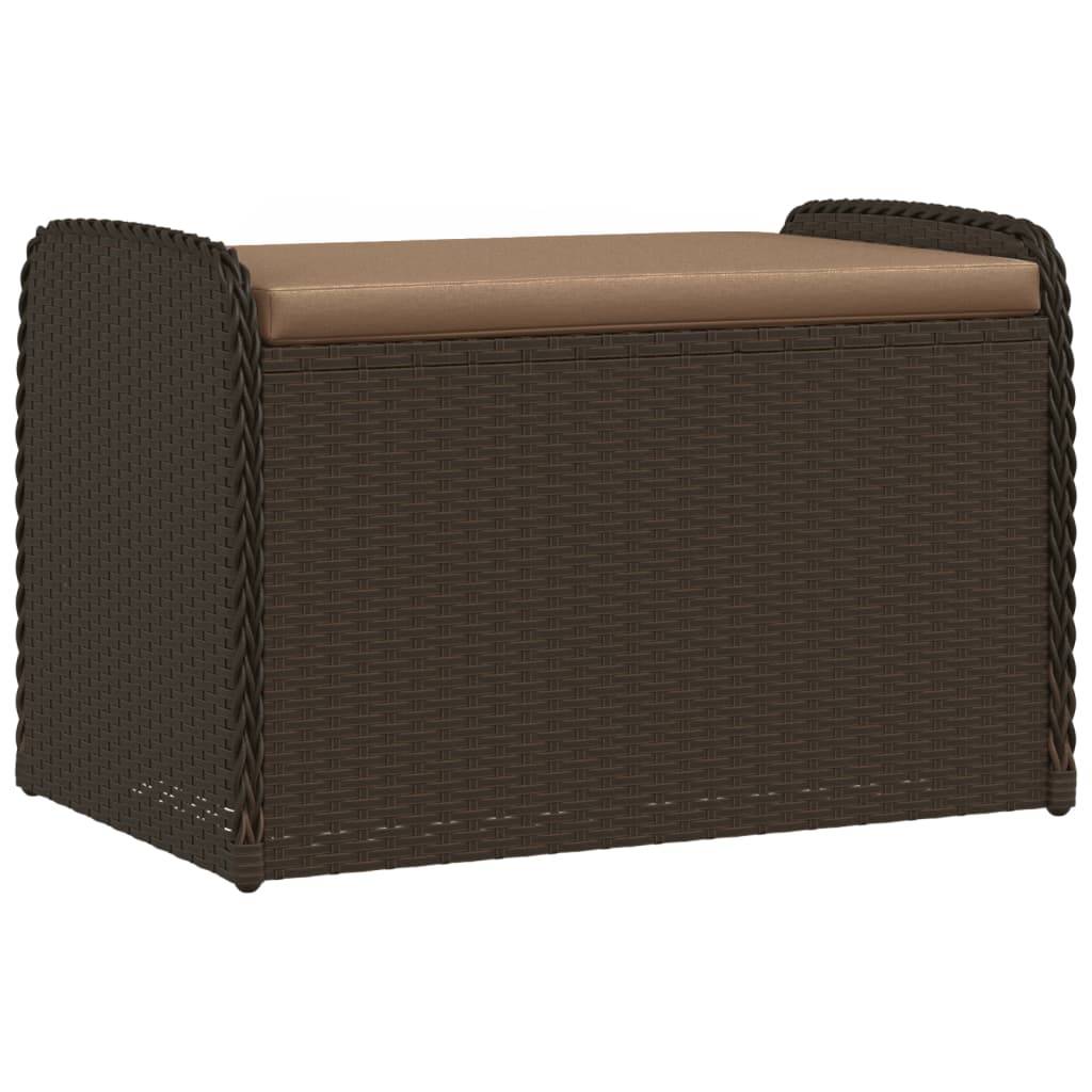 Banc de jardin | Banc de rangement et coussin marron 80x51x52 cm résine tressée Maison Chic - Image 1