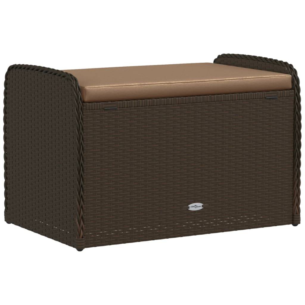 Banc de jardin | Banc de rangement et coussin marron 80x51x52 cm résine tressée Maison Chic - Image 6