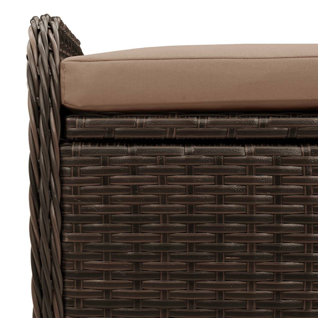 Banc de jardin | Banc de rangement et coussin marron 80x51x52 cm résine tressée Maison Chic - Image 9