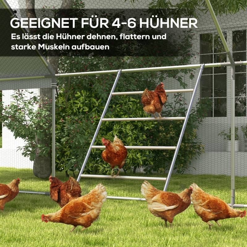 Échelle pour Poules en Bois et Acier Naturel, 4 Trappes, 139.7 x 86 x 2.5 cm - PANGIVO - Image 6