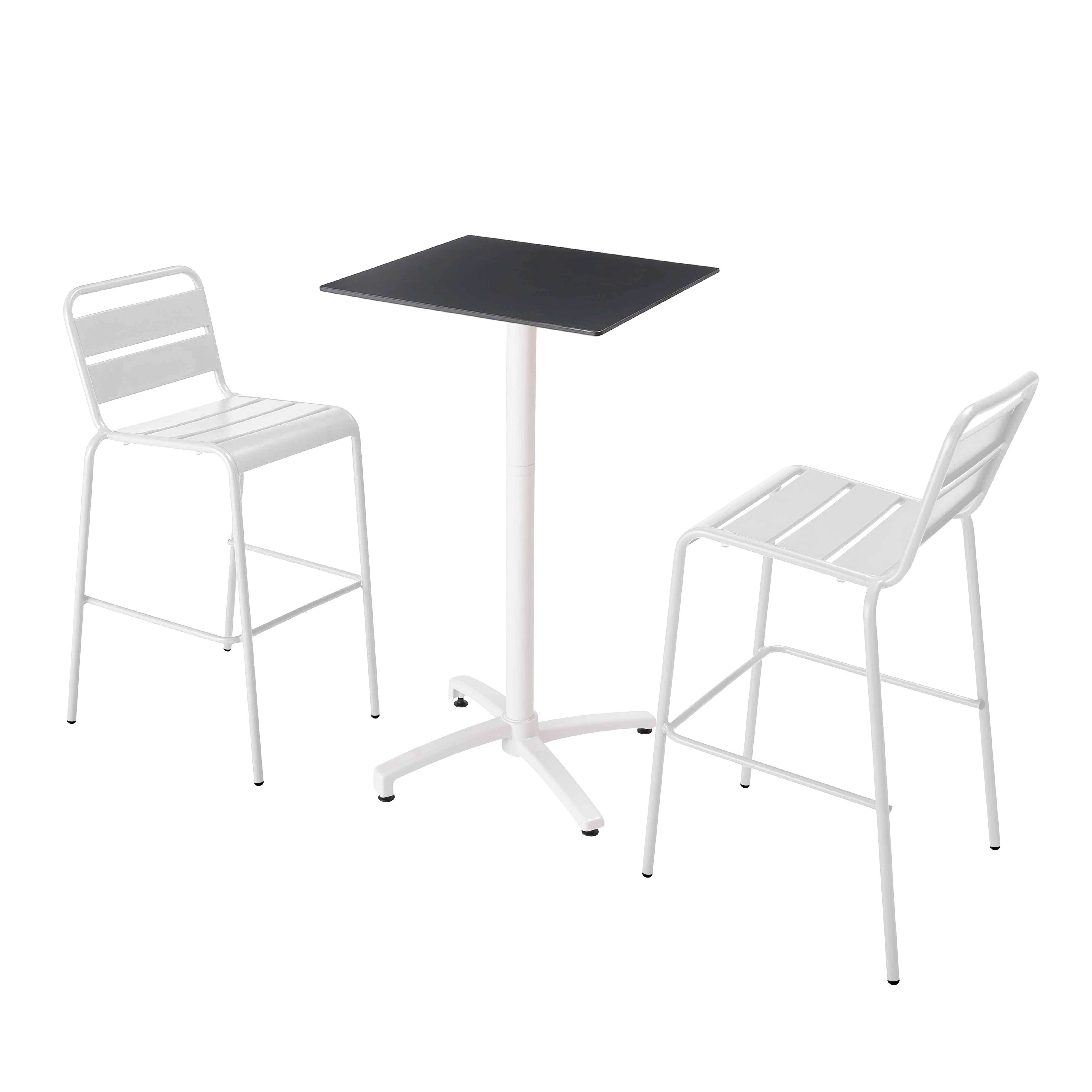 Oviala - Ensemble table haute stratifié noir et 2 chaises hautes blanc - Oviala - Imagen 1