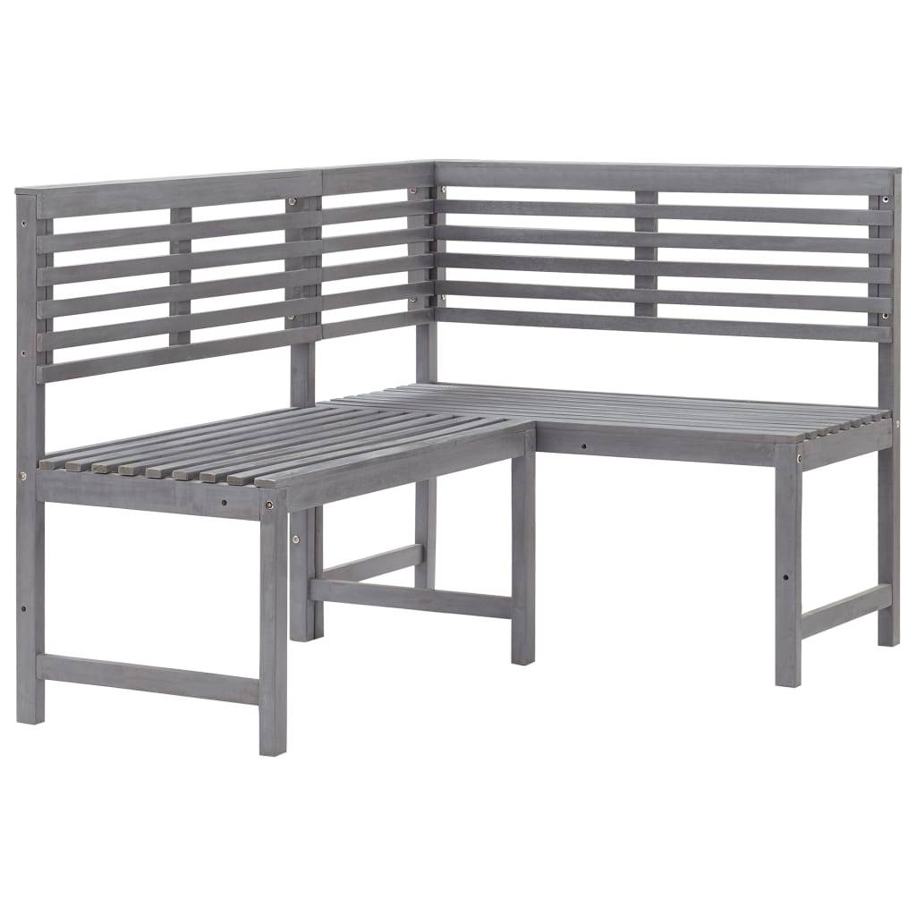 Helloshop26 - Banc de jardin meuble de patio d'extérieur terrasse d'angle de jardin gris 140 cm bois solide d'acacia - Imagen 1