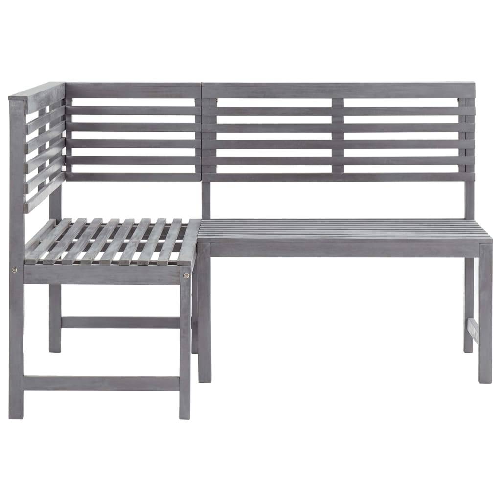 Helloshop26 - Banc de jardin meuble de patio d'extérieur terrasse d'angle de jardin gris 140 cm bois solide d'acacia - Imagen 3