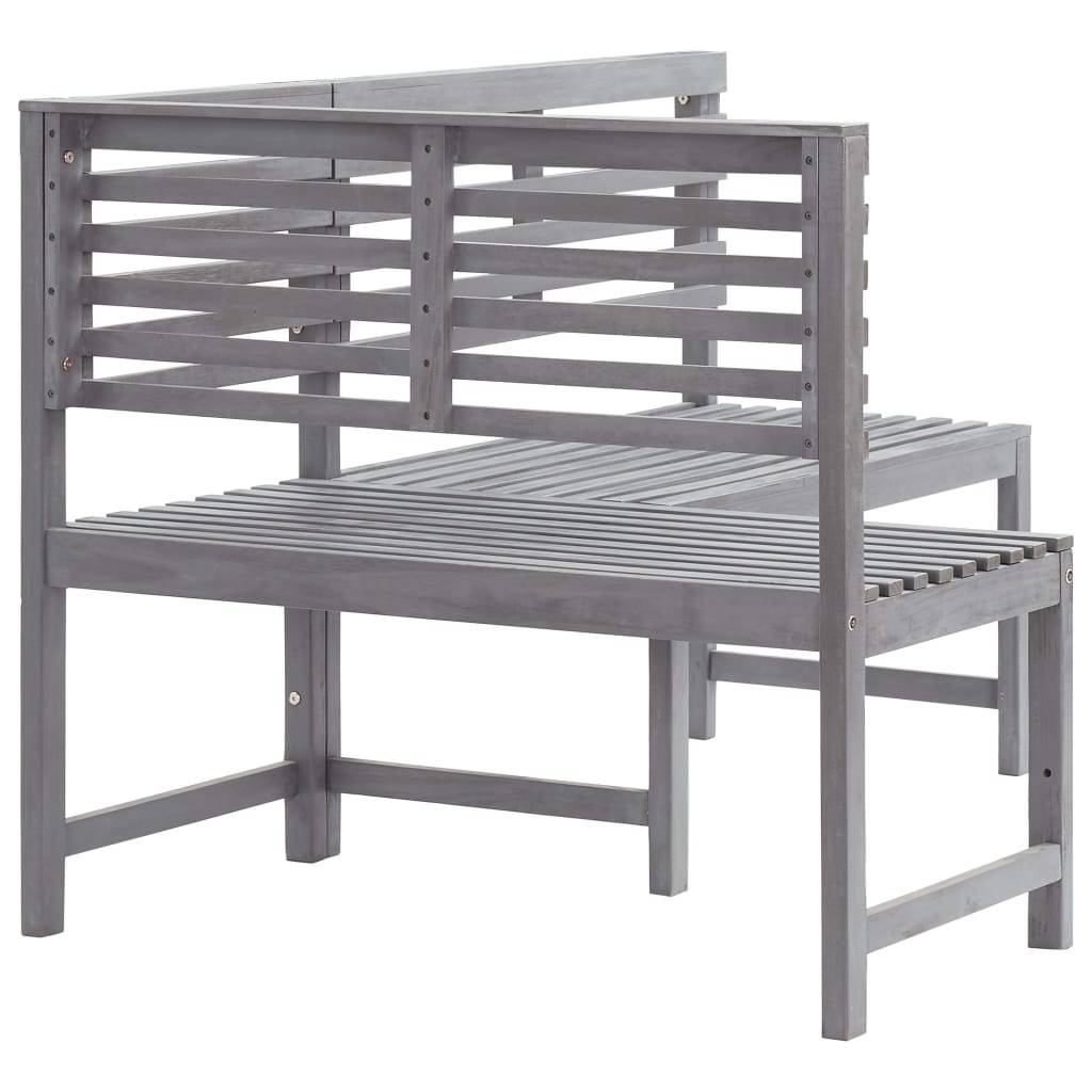 Helloshop26 - Banc de jardin meuble de patio d'extérieur terrasse d'angle de jardin gris 140 cm bois solide d'acacia - Imagen 4