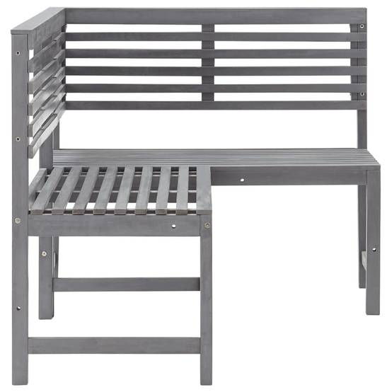 Helloshop26 - Banc de jardin meuble de patio d'extérieur terrasse d'angle de jardin gris 140 cm bois solide d'acacia - Imagen 2