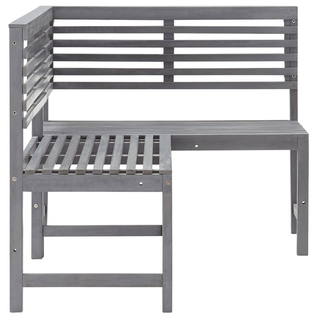 Helloshop26 - Banc de jardin meuble de patio d'extérieur terrasse d'angle de jardin gris 140 cm bois solide d'acacia - Imagen 2