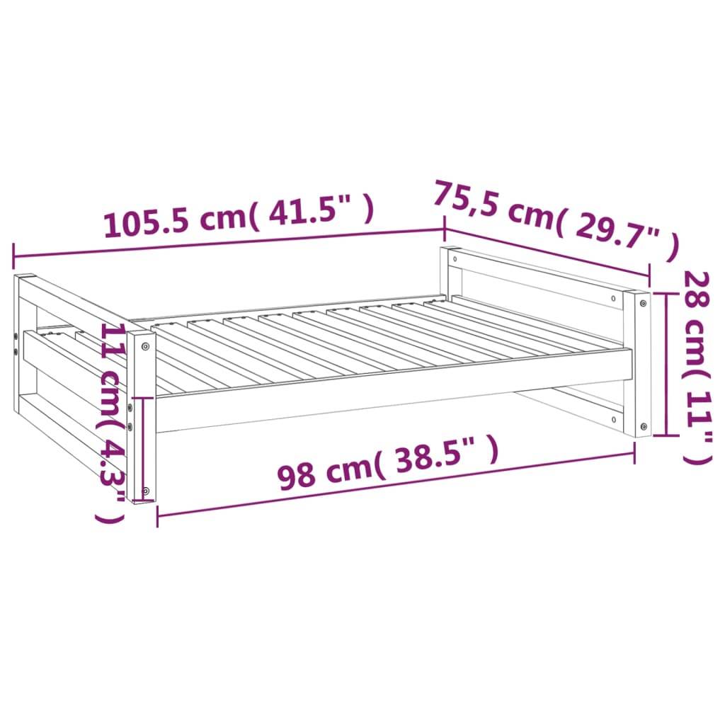 Vidaxl - Lit pour chien Marron miel 105,5x75,5x28 cm Bois de pin solide vidaXL 821490 - Imagen 3