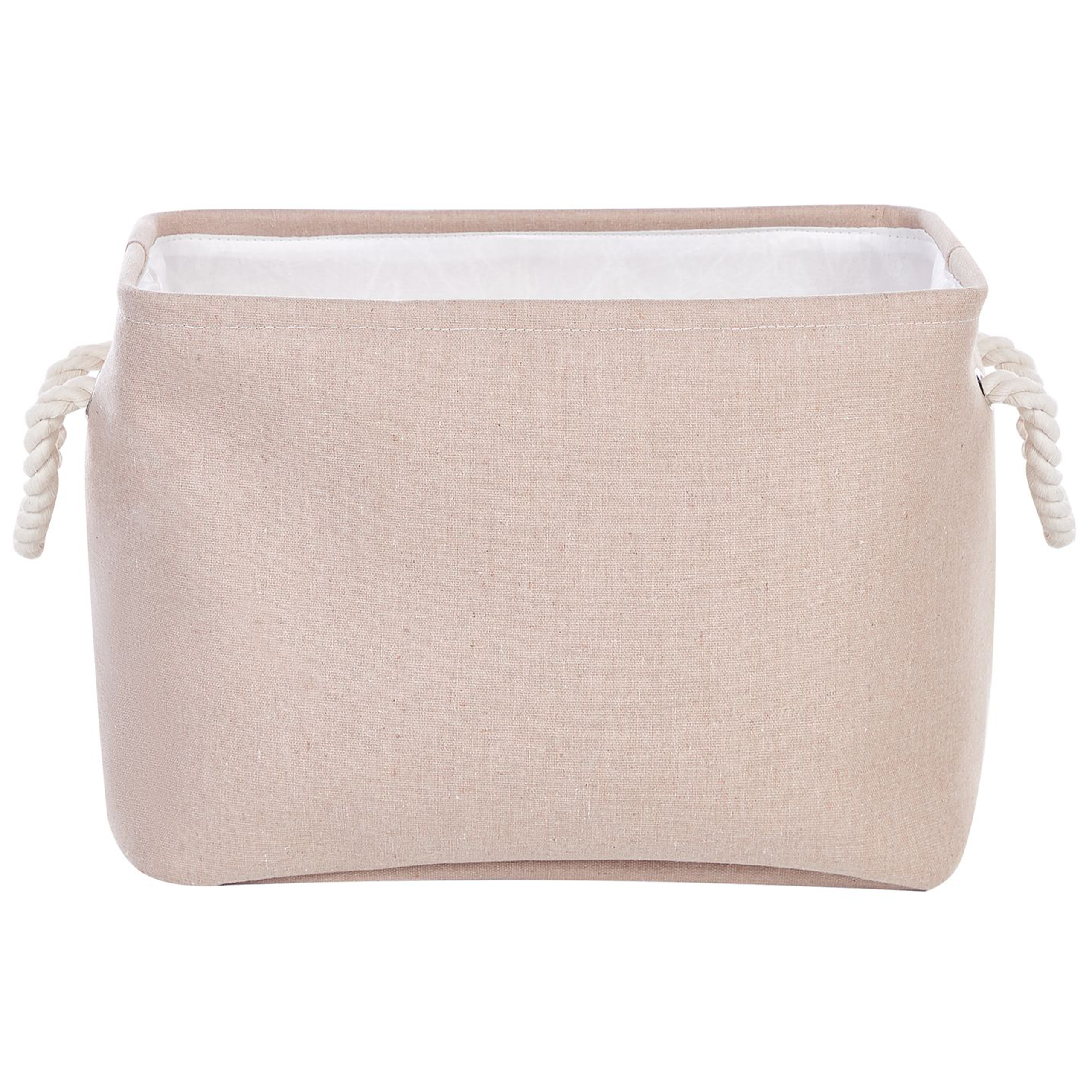 Beliani - Lot de 3 Paniers de Rangement en Tissu Polyester Beige avec Poignées en Corde Boite de Rangement Organisation Salon Chambre Design Traditionnel - Imagen 4
