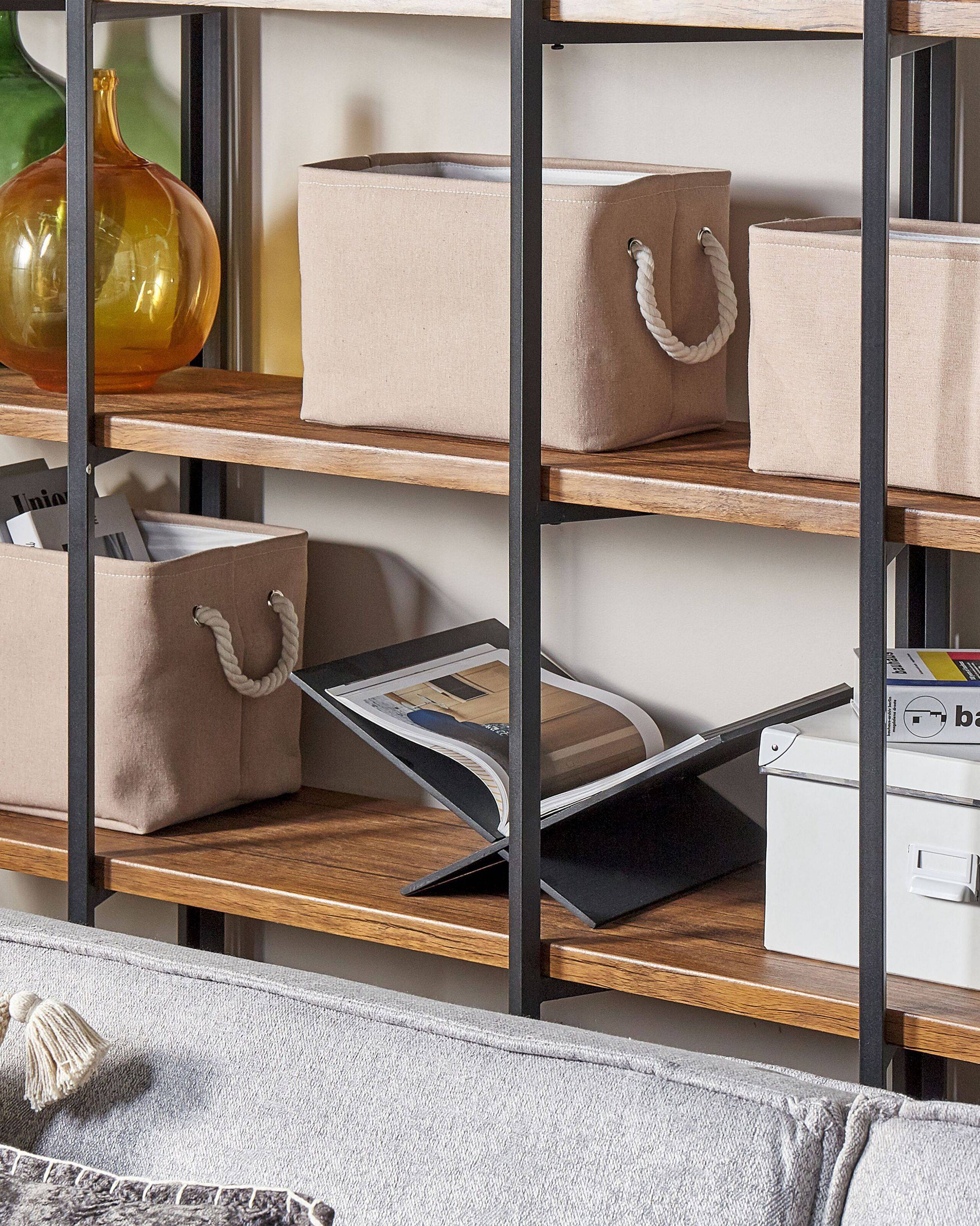 Beliani - Lot de 3 Paniers de Rangement en Tissu Polyester Beige avec Poignées en Corde Boite de Rangement Organisation Salon Chambre Design Traditionnel - Imagen 2