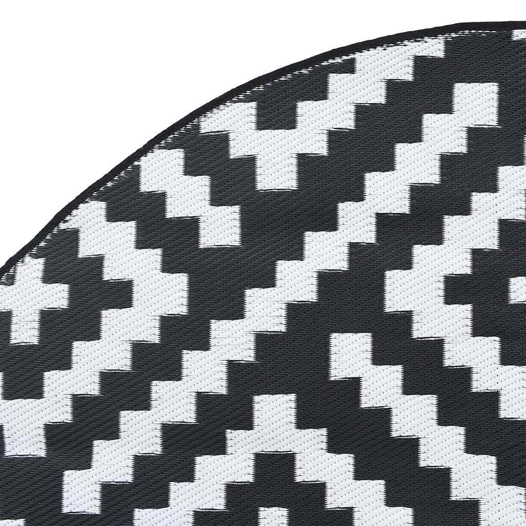 Tapis extérieur - Tapis de terrasse blanc et noir Ø200 cm PP g1571 - Image 5