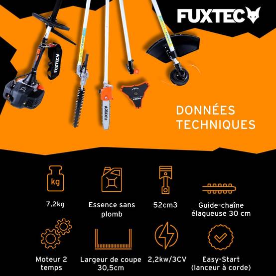 FUXTEC - Débroussailleuse thermique multifonction 5en1 - FUXTEC FX-MT152E - 52cm3 3CV - Image 3