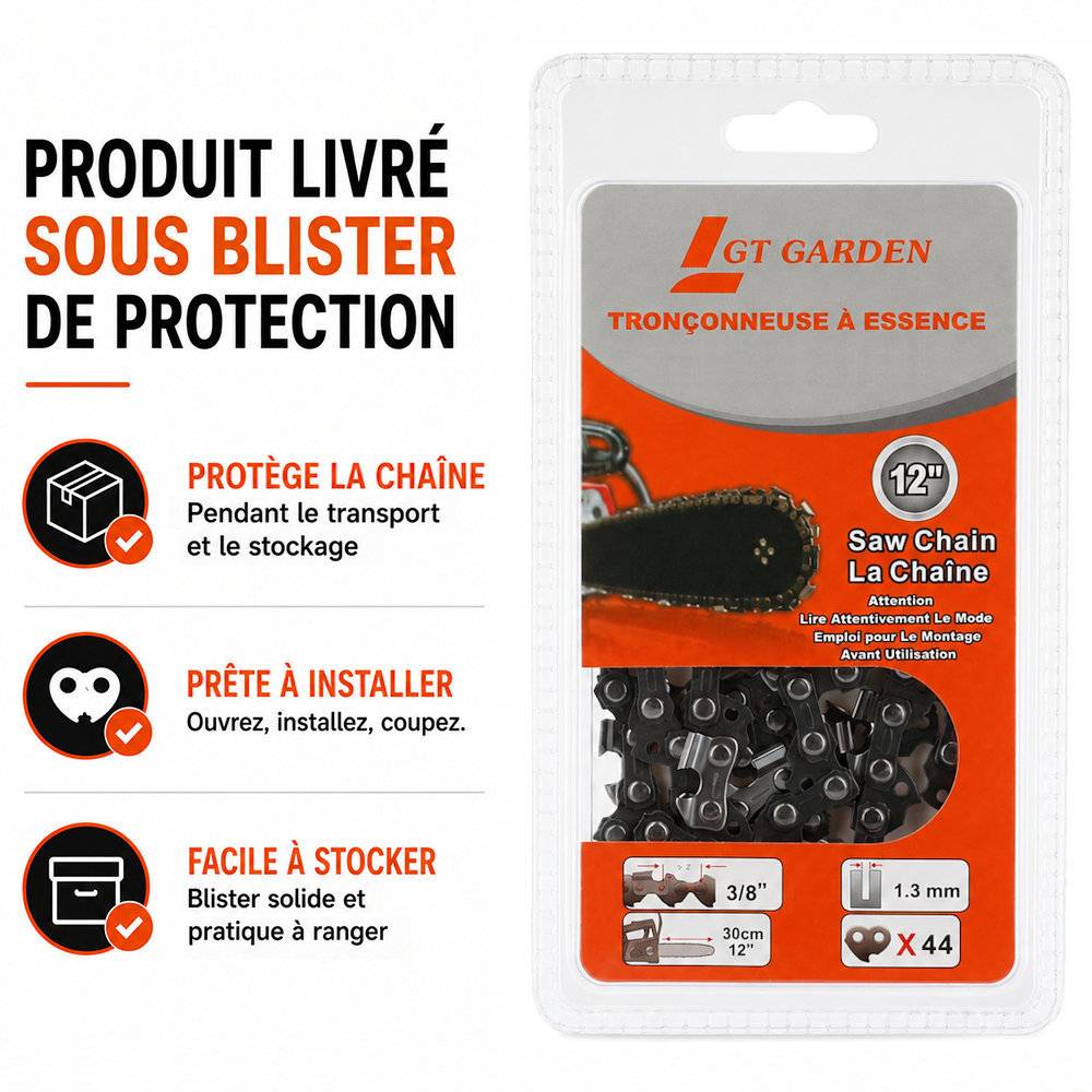 Gt Garden - Guide 12 pouces (30 cm) avec chaîne 44 maillons pour multifonction 4 en 1 et outil sur perche - GT GARDEN - Imagen 4