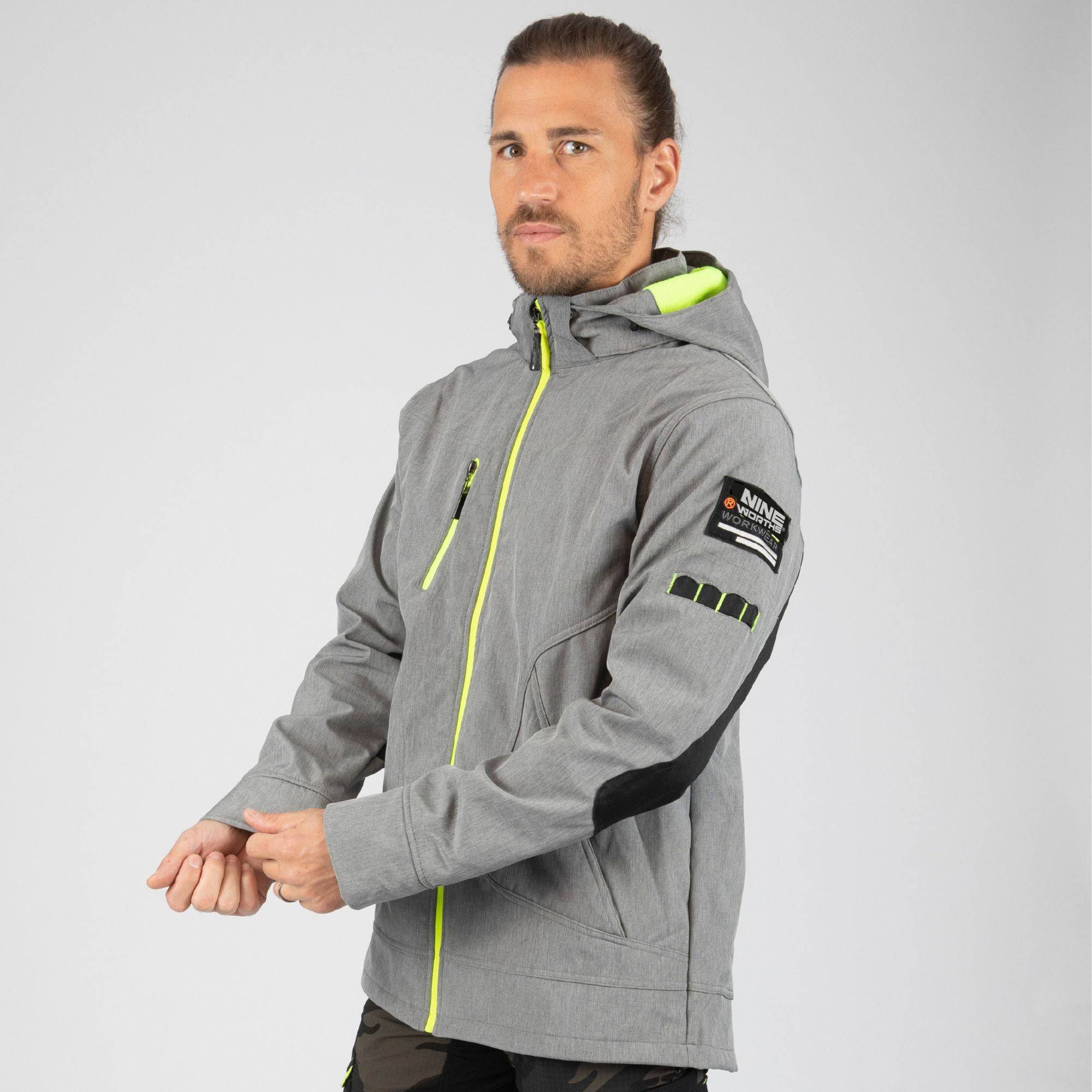 Nineworths - BOREL - BLOUSON DE TRAVAIL EN SOFTSHELL - 1511 | Gris chiné / Jaune fluo - Imagen 1