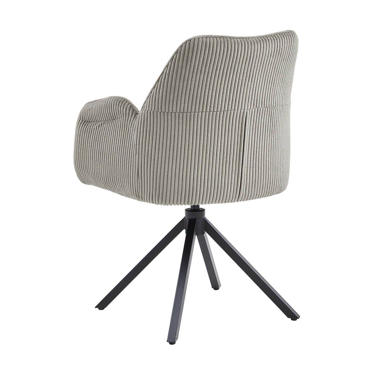 ALTOBUY - Lot de 6 Fauteuils de table Pivotants Tissu Velours Côtelé Beige - DELIA - Image 6