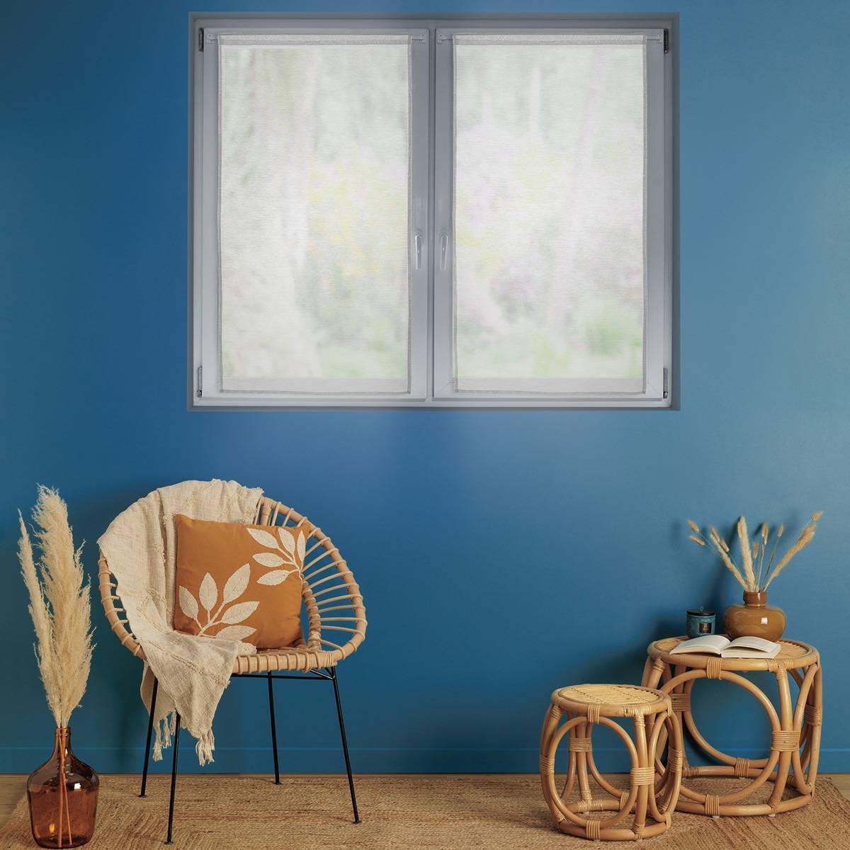 Atmosphera - Lot de 2 voilages "Moly" 60x90cm blanc - Atmosphera Créateur d'intérieur - Image 1