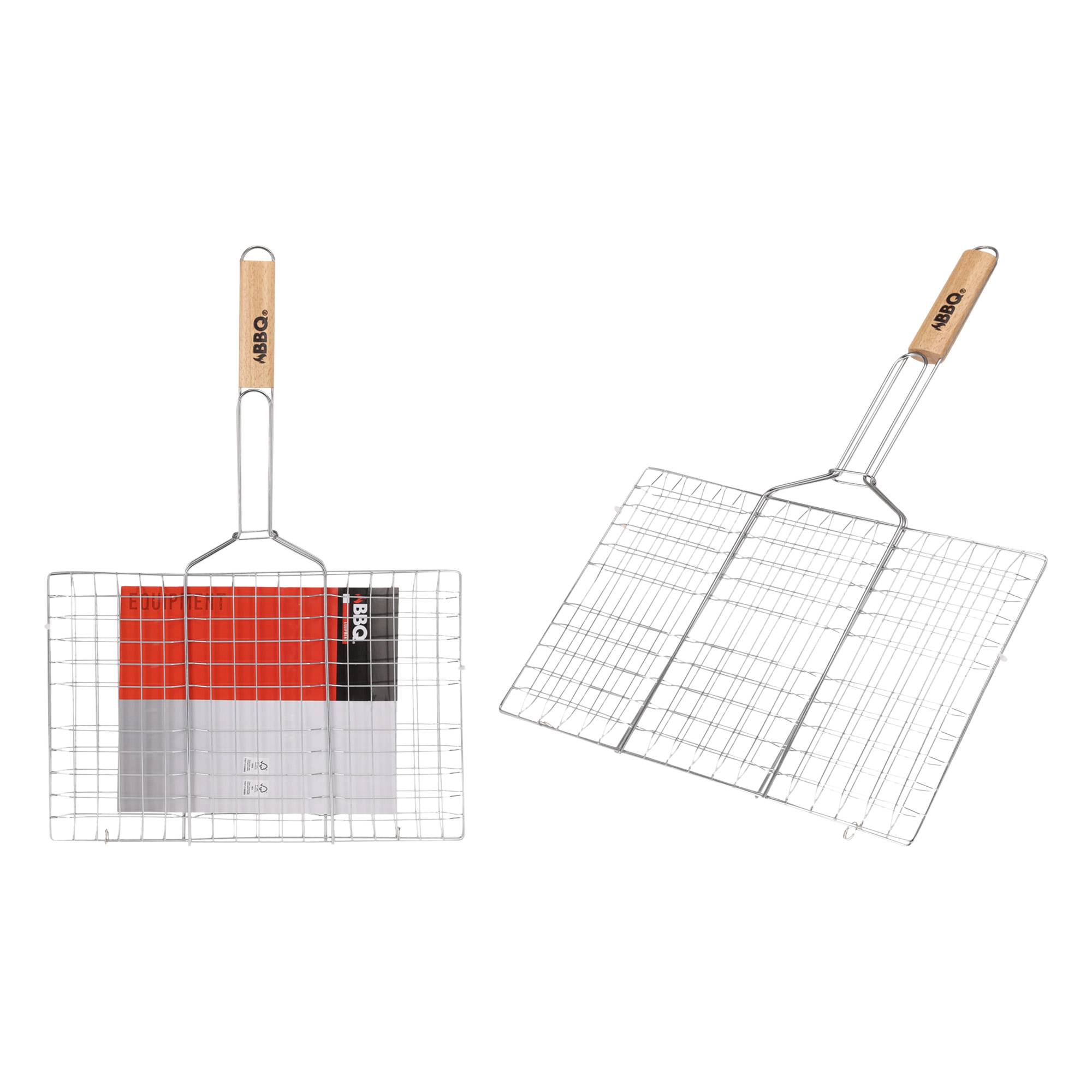 Grille barbecue en métal chromé avec manche en bois - metal chrome - BBQ