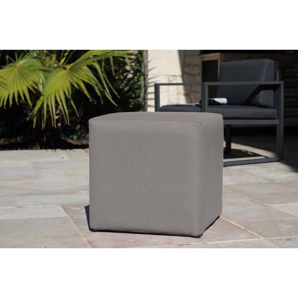 Proloisirs - Pouf tabouret extérieur Cub 43 cm Taupe - Imagen 2