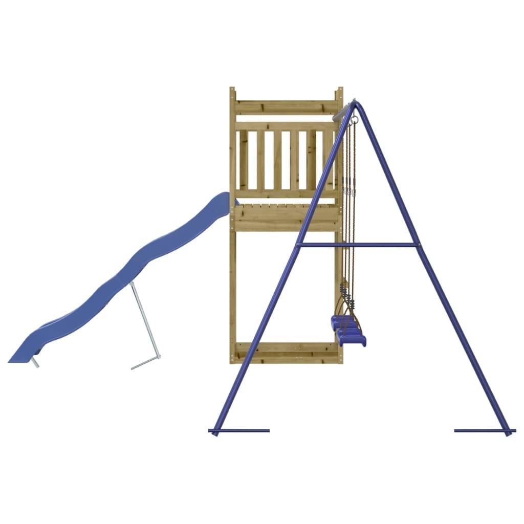 Helloshop26 - Aire de jeux d'extérieur balançoires toboggan portiques robuste jeux jardin 314 x 349 x 207 cm bois de pin imprégné - Imagen 5