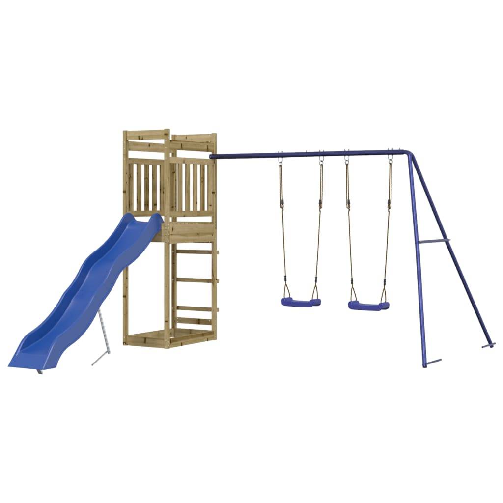 Helloshop26 - Aire de jeux d'extérieur balançoires toboggan portiques robuste jeux jardin 314 x 349 x 207 cm bois de pin imprégné - Imagen 1