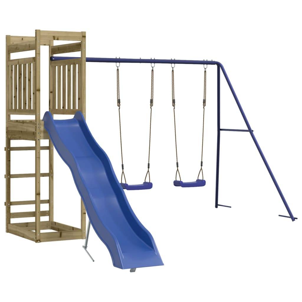 Helloshop26 - Aire de jeux d'extérieur balançoires toboggan portiques robuste jeux jardin 314 x 349 x 207 cm bois de pin imprégné - Imagen 3