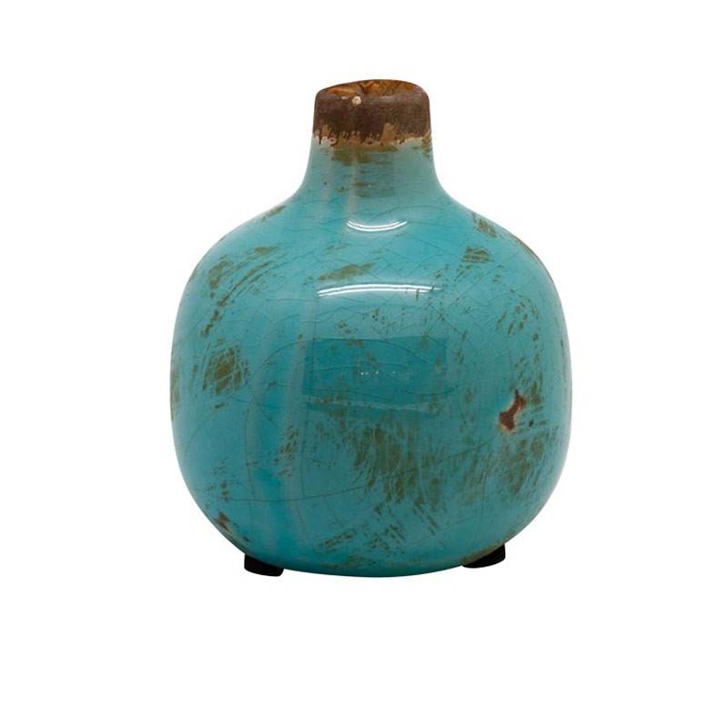 Vase en Céramique Turquoise Émail Craquelé 10x9cm - Image 2